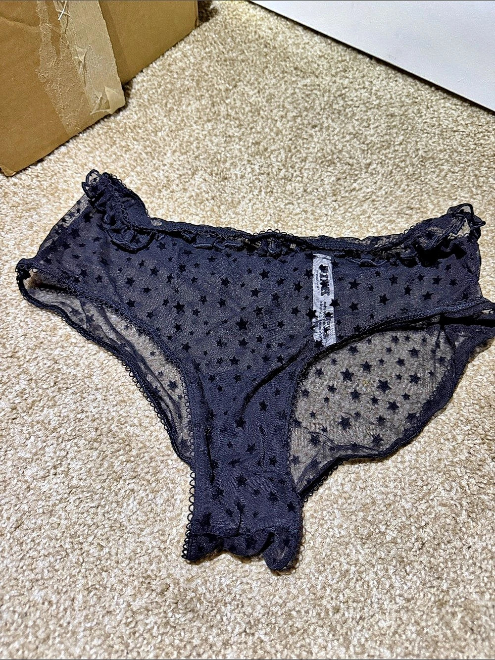 KINKY Black Lace Star Mesh Panties Size Medium